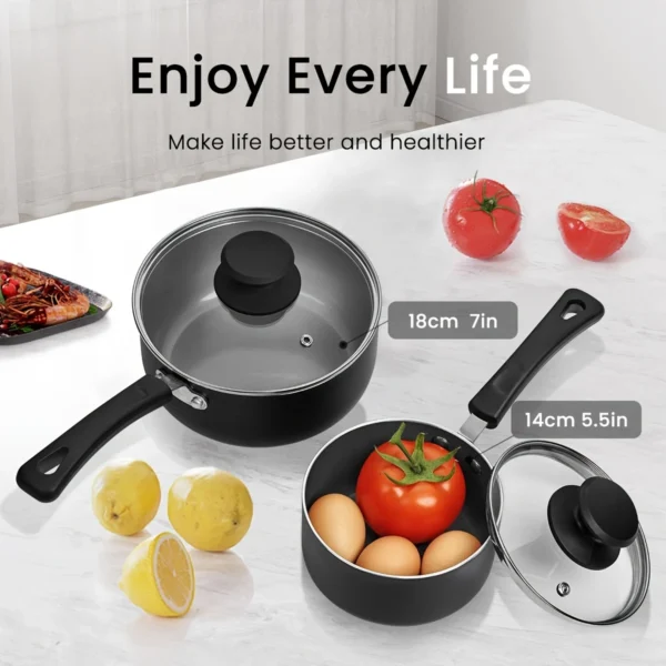 Nonstick Sauce Pan Set with Lid, 1 QT And 2.0 QT Sauce Pots